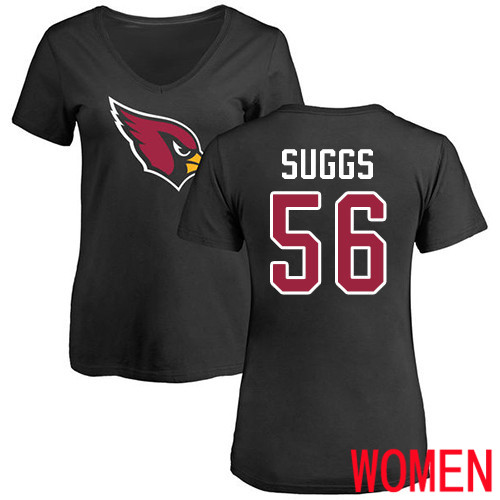 Arizona Cardinals Black Women Terrell Suggs Name And Number Logo NFL Football #56 T Shirt